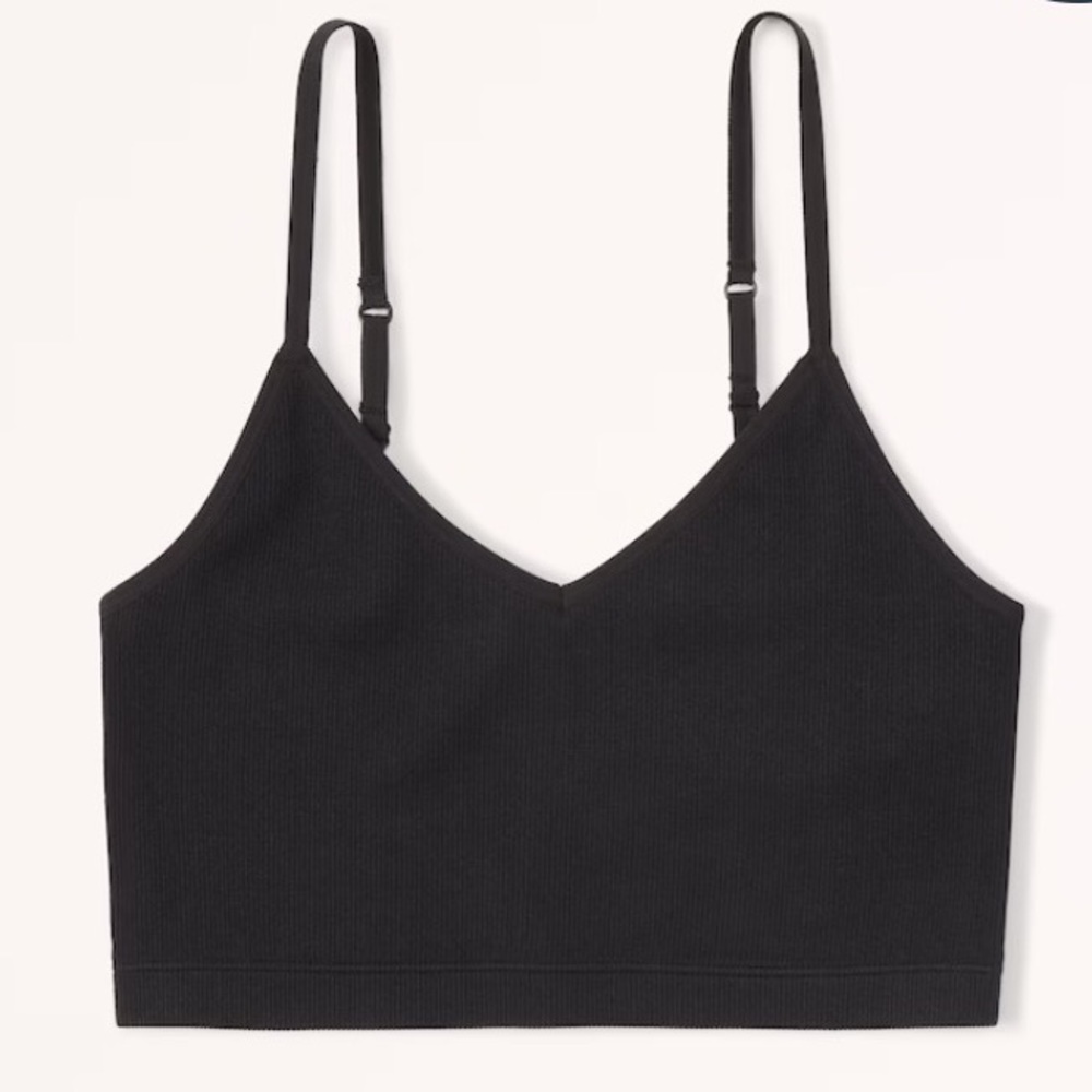 Abercrombie Seamless Fabric Ribbed Black Bralette Cropped Cami - XL
